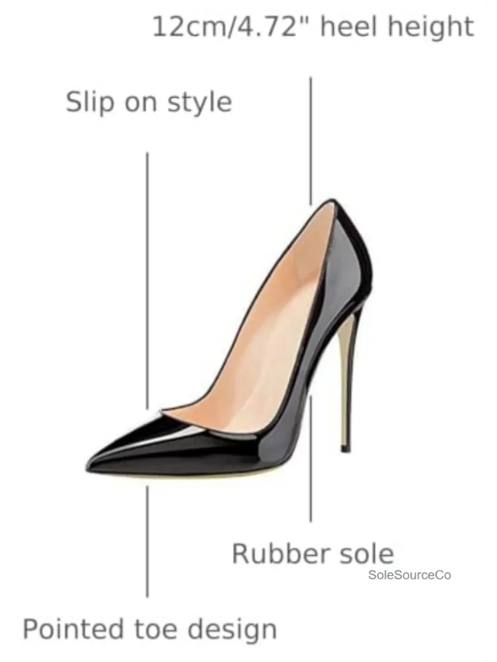 Women's 4.72 Inch Pumps Pointed Toe Stiletto Evening Dress Shoes Faux Leather
